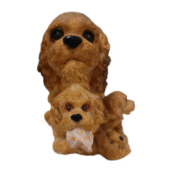 Cocker Spaniel Music Box Mother Dog Puppies Puppy Love Realistic Figurine Works - Picture 9 of 16